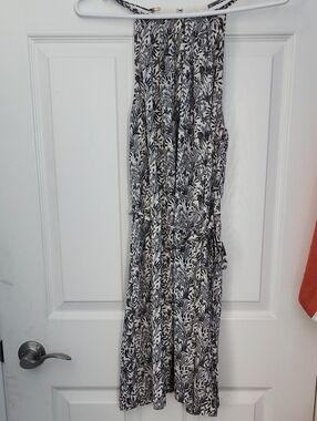 Floral Halter Dress Black & White